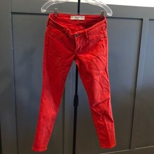 Abercrombie & Fitch bright red skinny low/mid-rise jeans.  size 4R (27W/29L)